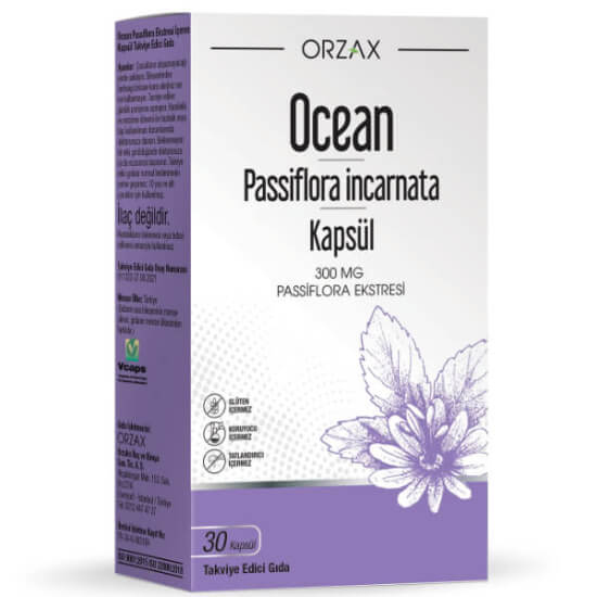 Orzax Ocean Passiflora 300 mg 30 kapsül bitkisel takviye Vcaps vegan kapsül 11 yaş+ çarkıfelek ekstresi- 1