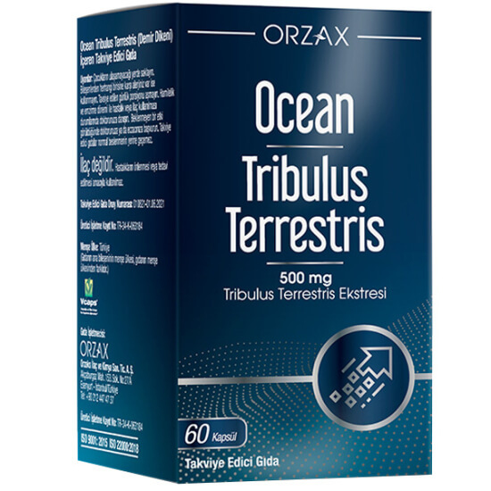 Orzax Ocean Tribulus Terrestris 500 mg 60 kapsül bitkisel takviye, %90 saponin içeren tribulus ekstresi, vegan- 1