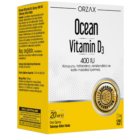 Orzax Ocean Vitamin D3 Sprey 400 IU 20 ML - 1