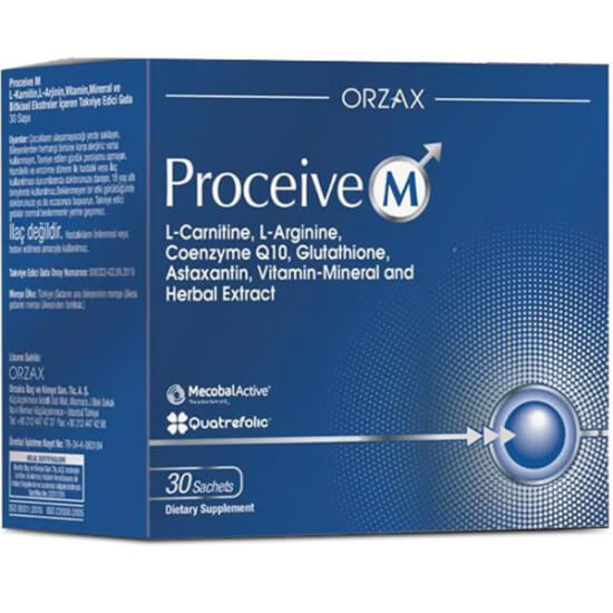 Orzax Proceive M 30 saşe multivitamin toz takviye kutusu, L-Karnitin 1500 mg, Koenzim Q10 100 mg- 1
