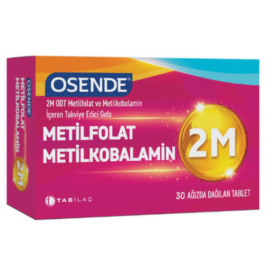 Osende 2M 30 tablet ağızda dağılan dil altı takviye 1000 mcg B12 metilkobalamin 400 mcg metilfolat- 1