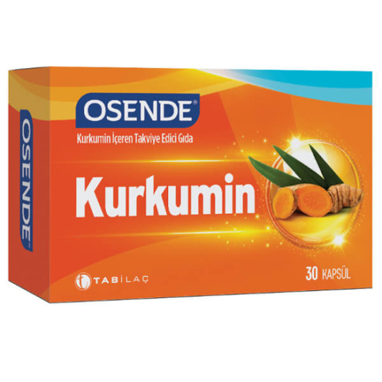 Osende Kurkumin 30 kapsül bitkisel gıda takviyesi Theracurmin 200 mg kurkumin 60 mg içeren ürün kutusu- 1