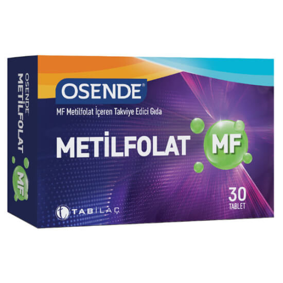 Osende MF Metilfolat 30 tablet takviye edici gıda kutusu folik asit metilfolat 400 mcg B9 vitamini- 1