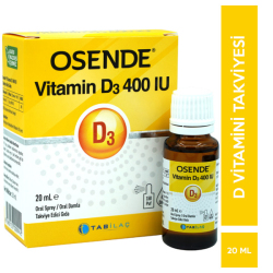 Tab İlaç - Osende Vitamin D3 400 IU Damla Sprey 20 ml Tab İlaç - Osende Vitamin D3 400 IU Damla Sprey 20 ml