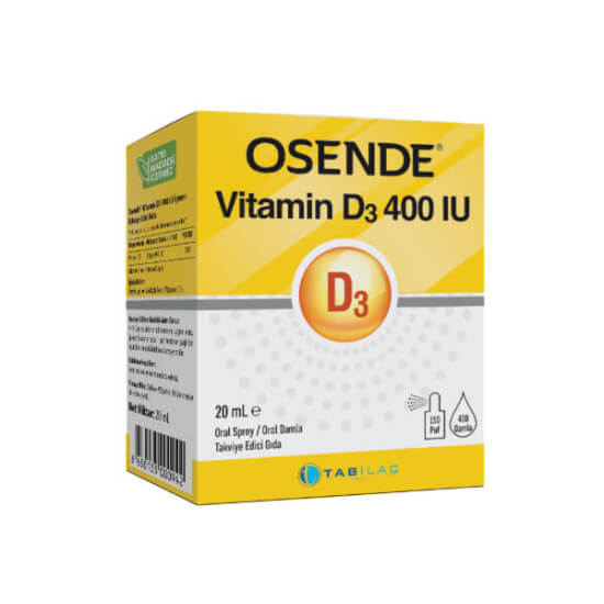 Osende Vitamin D3 400 IU damla sprey 20 ml şişe, 1 puf 3 damlada 10 µg D vitamini içeren gıda takviyesi- 1