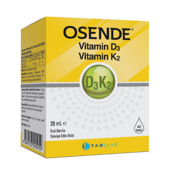 Osende Vitamin D3K2 Damla 20 ml cam şişe sıvı vitamin takviyesi her damla 1000 IU D3 11,25 µg K2 MK-7- 1
