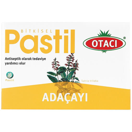 Otacı Adaçayı Pastil 16 adet mentollü pastil, adaçayı yağı, mentol, okaliptol, timol, kafur, anason yağı- 1