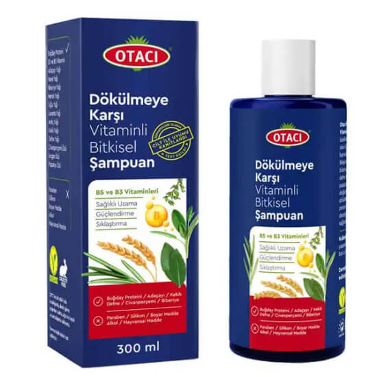 Otacı dökülmeye karşı vitaminli bitkisel şampuan 300 ml ferah kokulu dökülme eğilimli tüm saç tipleri için- 1