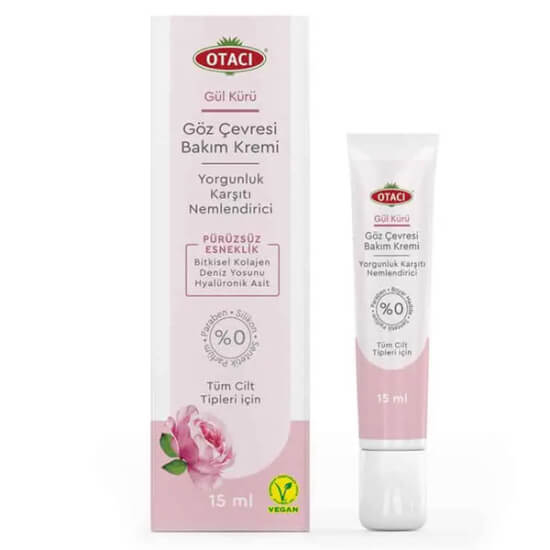 Otacı Gül Kürü göz çevresi bakım kremi 15 ml, tüm cilt tipleri, Rosa damascena gül özlü nem destekli krem- 1