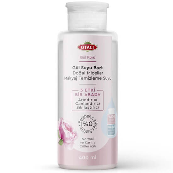 Otacı Gül Kürü gül suyu bazlı makyaj temizleme suyu 400 ml canlandırıcı etki nem destekli sıkılaştırıcı bakım- 1