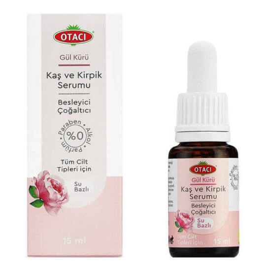 Otacı Gül Kürü Kaş ve Kirpik Serumu 15 ml gül yağı içeren su bazlı damlalıklı serum kaş kirpik besleyici- 1