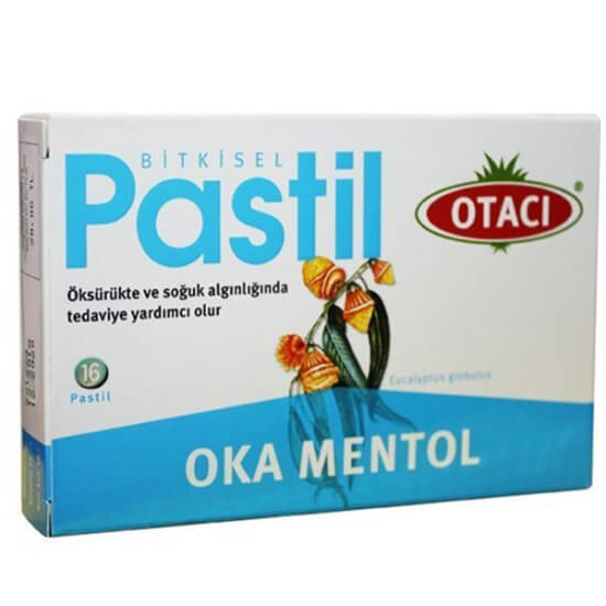 Otacı Oka Mentol Pastil 16 adet kutu mentol %0.26 okaliptol %0.065 timol ve kafur içeren pastil- 1