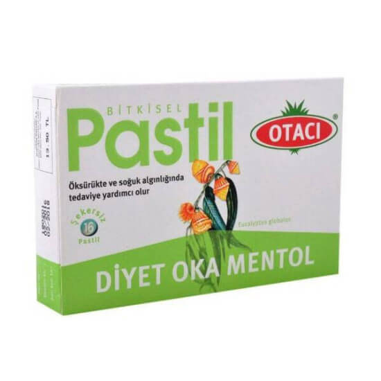 Otacı Oka Mentol Diyet Pastil 16 adet şeker içermeyen mentollü diyet pastil takviye edici gıda kutu- 1