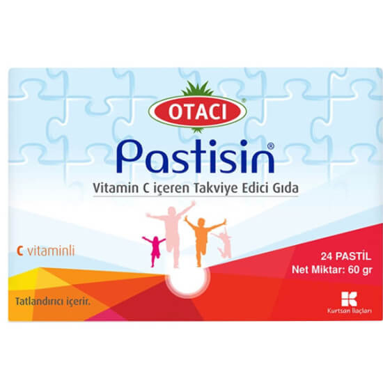 Otacı Pastisin C vitaminli bitkisel çocuk pastili 24 adet karışık meyve aromalı pastil kutusu ön yüz- 1
