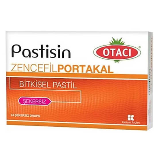 Otacı Pastisin zencefil portakal bitkisel pastil 24 adet kutu, zencefil 55 mg ve C vitamini 10 mg içeren pastil- 1