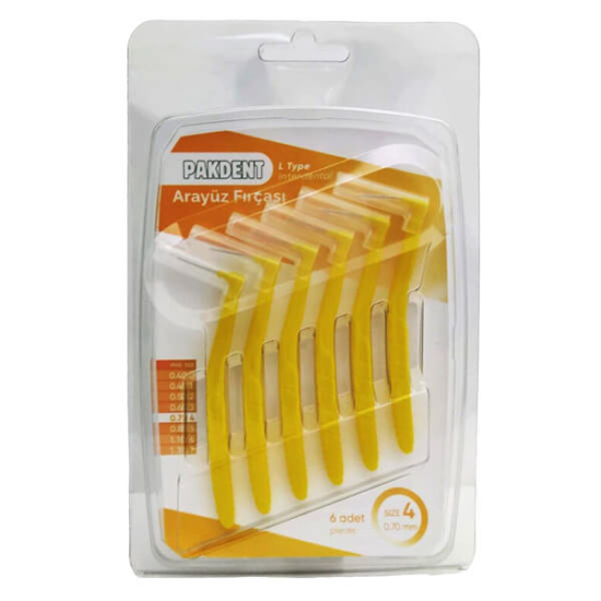  Pakdent Arayüz Fırçası L Tipi 0,70 mm 6 lı Sarı - 1