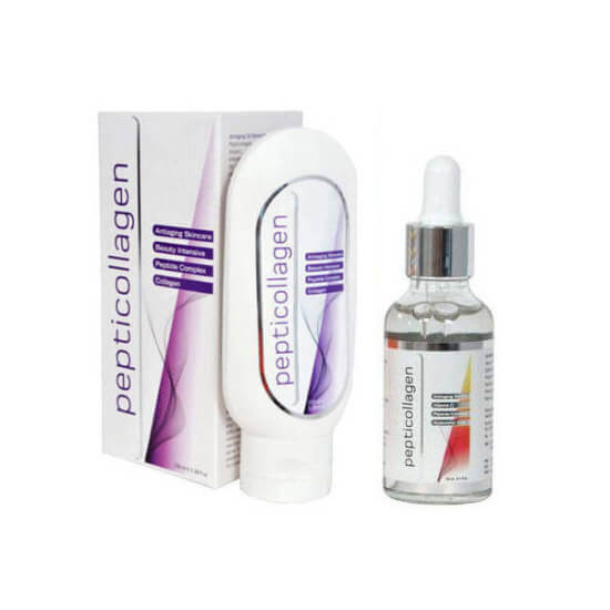 Pepticollagen serum 30 ml ve krem 100 ml seti, C vitamini, hyaluronik asit ve Matrixyl 3000 peptit içerir- 1