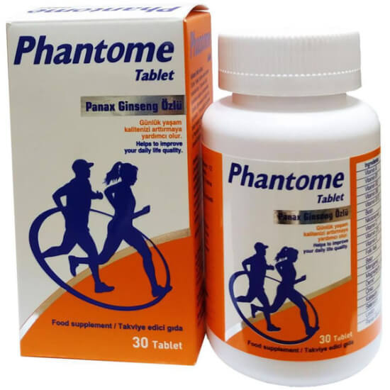 Phantome Panax Ginseng özlü 30 tablet 40 mg, A B C D3 E vitaminli, çinko demir kalsiyum lesitin takviye- 1