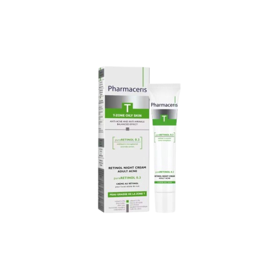 Pharmaceris Pure Retinol 0,3 Kırışıklık ve Akne Karşıtı Yağlı Ciltler İçin Gece Kremi 40 ml - 1