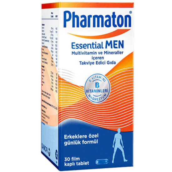 Pharmaton Essential Men 30 tablet erkek multivitamin mineral takviyesi C vitamini 80 mg çinko 10 mg içerir- 1