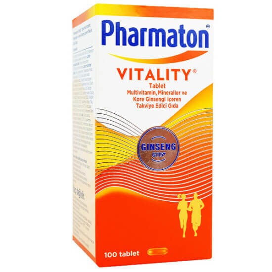 Pharmaton Vitality 100 tablet multivitamin A C D ve B vitaminleri, Panax Ginseng kök ekstratı, demir çinko magnezyum- 1