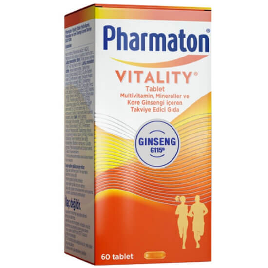 Pharmaton Vitality 60 tablet multivitamin mineral takviyesi A C D B vitaminleri magnezyum Panax ginseng kök ekstratı- 1
