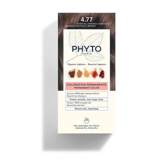 Phyto Phytocolor 4.77 yoğun kestane bakır bitkisel saç boyası kutusu 50 ml renklendirici krem ve 50 ml maske- 1
