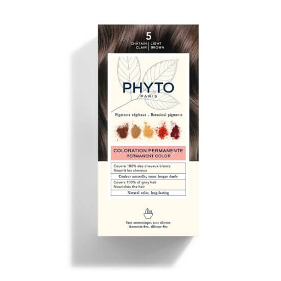 Phyto Phytocolor bitkisel saç boyası 5 açık kestane seti 50 ml renklendirici krem 50 ml maske beyaz kapatıcı- 1
