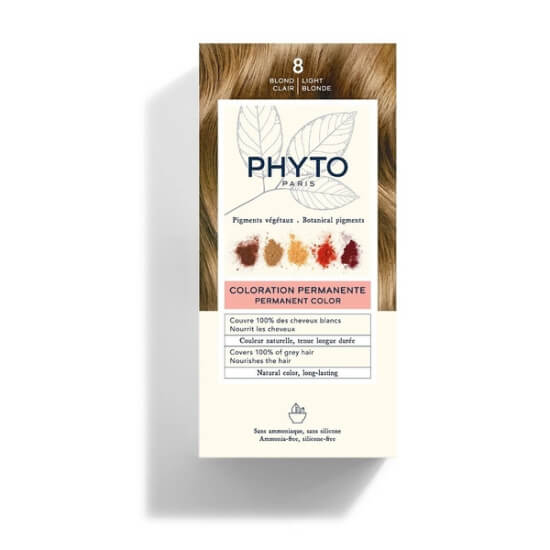 Phyto Phytocolor bitkisel saç boyası 8 sarı amonyaksız 50 ml renklendirici krem 12 ml bakım maskesi beyaz kapatır- 1