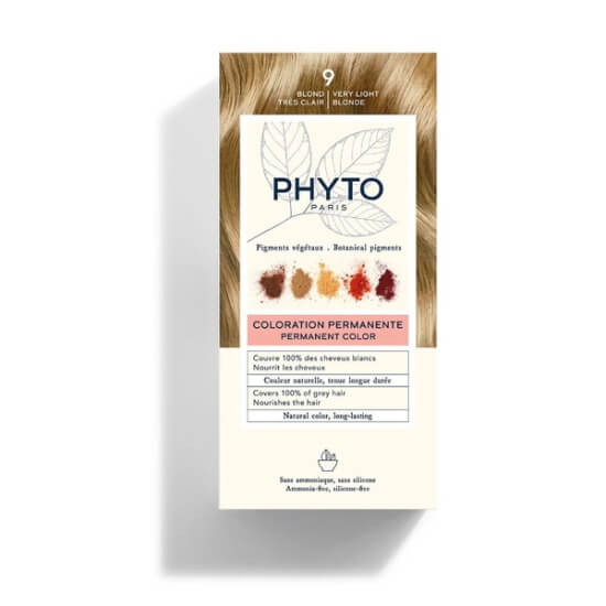Phyto Phytocolor bitkisel saç boyası 9 açık sarı amonyaksız 50 ml renklendirici krem 50 ml maske beyaz kapatıcı- 1