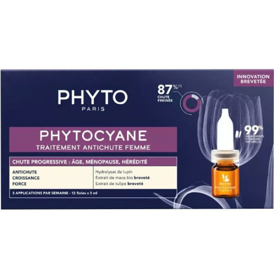 Phyto Phytocyane kadın saç dökülmesi karşıtı bakım seti 12x5 ml durulanmaz serum ampul kronik dökülme- 1