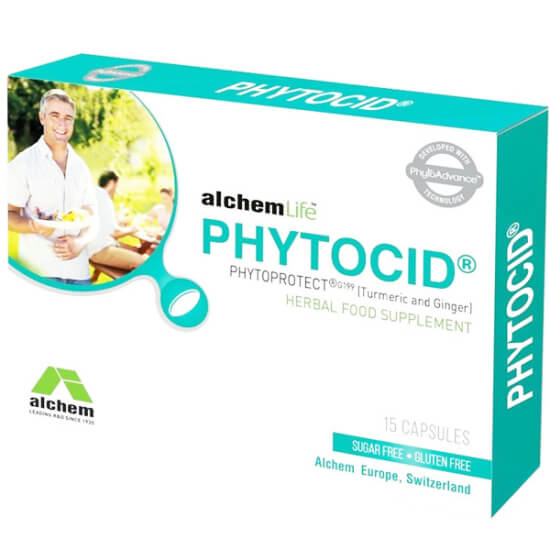 Phytocid 15 kapsül bitkisel takviye zencefil ekstresi 300 mg ve zerdeçal ekstresi 300 mg içeren kapsül kutusu- 1