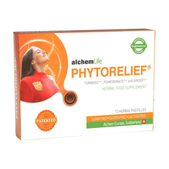 Phytorelief CC 12 pastil kutusu, zerdeçal ekstresi 150 mg, nar kabuğu 60 mg, zencefil ekstresi 15 mg, şeker glutensiz laktozsuz- 1