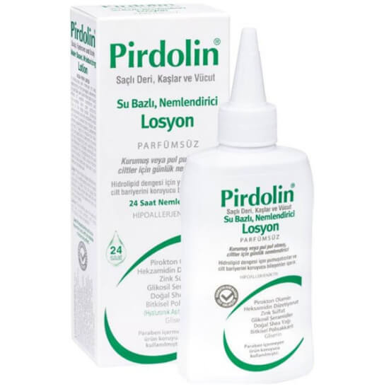 Pirdolin su bazlı nemlendirici losyon 150 ml şişe görseli shea yağı gliserin glikosil seramid çinko sülfat içerir- 1