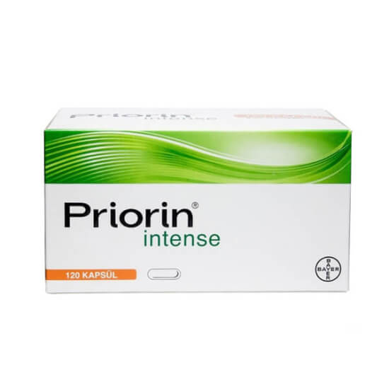 Priorin Intense 120 kapsül saç vitamini takviyesi, 210 mg yağlı darı ekstresi, 15 mg kalsiyum, 100 mcg biotin B7- 1