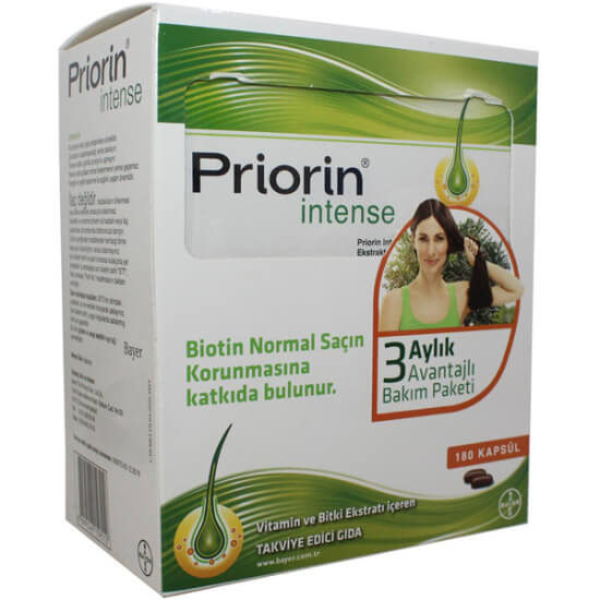 Priorin Intense avantajlı paket 120+60 kapsül saç vitamini takviyesi 210 mg yağlı darı ekstresi 100 mcg biotin- 1