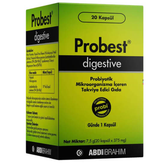 Probest Digestive probiyotik 20 kapsül, kapsül başına 10 milyar CFU Lactobacillus plantarum 299v içeren gıda takviyesi- 1