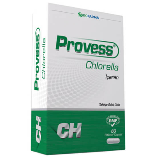 Provess Chlorella 60 kapsül 550 mg klorella ekstresi takviye, titanyum dioksitsiz, vegan bitkisel Vcaps- 1