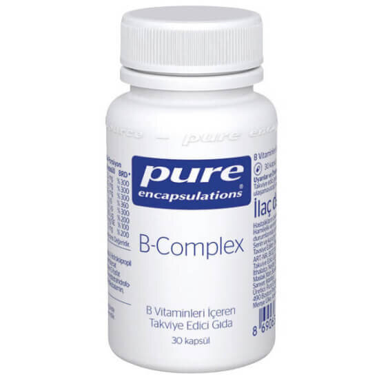 Pure Encapsulations B Complex 30 kapsül B1 B2 B3 B5 B6 B12 folik asit biotin içeren B vitamini kompleksi- 1