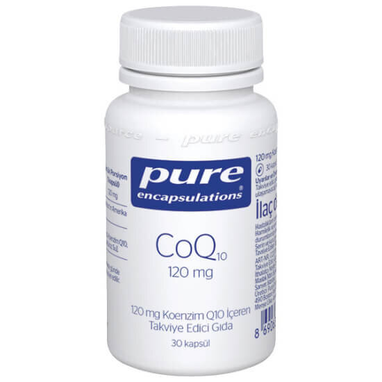 Pure Encapsulations CoQ10 120 mg 30 kapsül koenzim Q10 içeren takviye edici gıda kutu ambalaj ürün görseli- 1