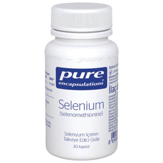 Pure Encapsulations Selenium 200 mcg 30 kapsül takviye edici gıda vegan vejetaryen selenyum içeren ürün kutusu- 1