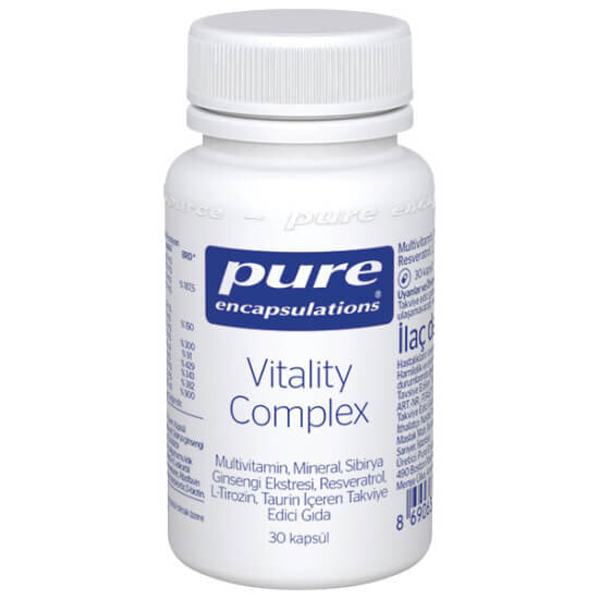 Pure Encapsulations Vitality Complex 30 kapsül takviye B6 C vitamini çinko tirozin taurin ginseng resveratrol biotin selenyum- 1