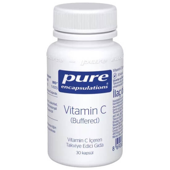 Pure Encapsulations Vitamin C Buffered 30 kapsül, 670 mg C vitamini, magnezyum kalsiyum potasyum L-askorbat- 1