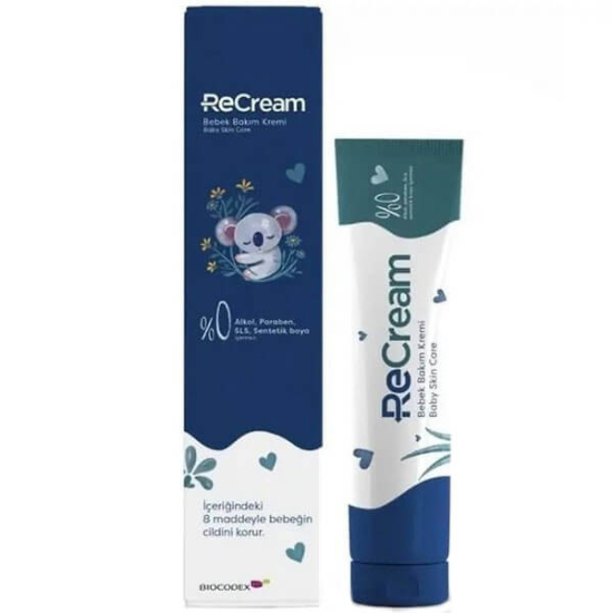 Recream Bebek Bakım Kremi 100 gr bebekler için pişik önleyici krem alkol paraben SLS sentetik boya içermez- 1