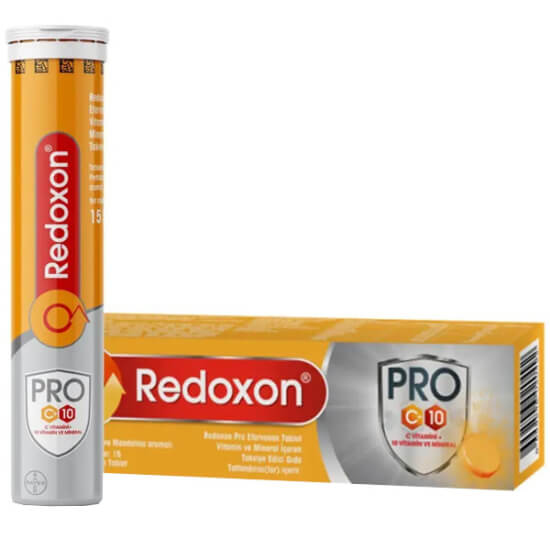 Redoxon PRO efervesan 15 tablet C vitamini 1000 mg D vitamini 10 µg çinko 10 mg demir 5 mg takviye- 1