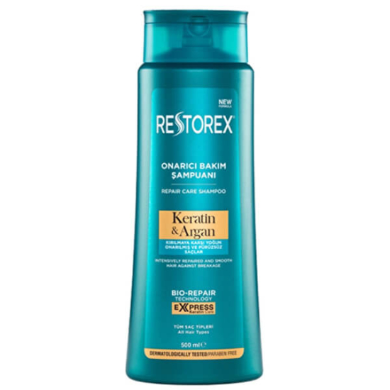 Restorex Onarıcı Bakım Şampuanı 500 ml keratin ve argan içeren onarıcı bakım şampuanı saç besleyici pürüzsüz görünüm- 1