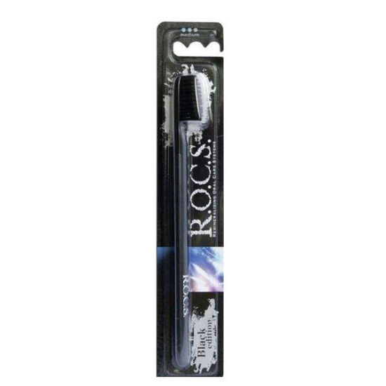 Rocs Black Edition diş fırçası siyah ergonomik sap diş eti korumaya yardımcı tüm diş yüzeyine kolay erişim- 1
