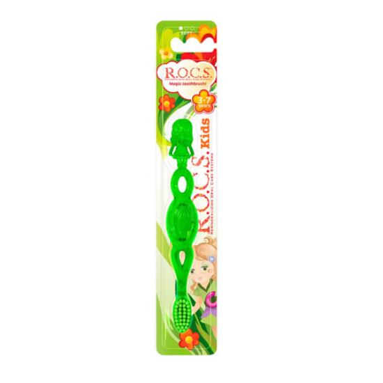 Rocs Kids 3-7 yaş diş fırçası çocuklara özel narin diş ve diş etleri için ekstra yuvarlatılmış pürüzsüz kıl uçlu- 1