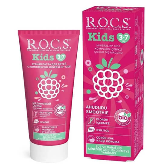  Rocs Kids Diş Macunu Ahududu Smoothie Tadında Florürsüz 3-7 Yaş 45 gr - 1