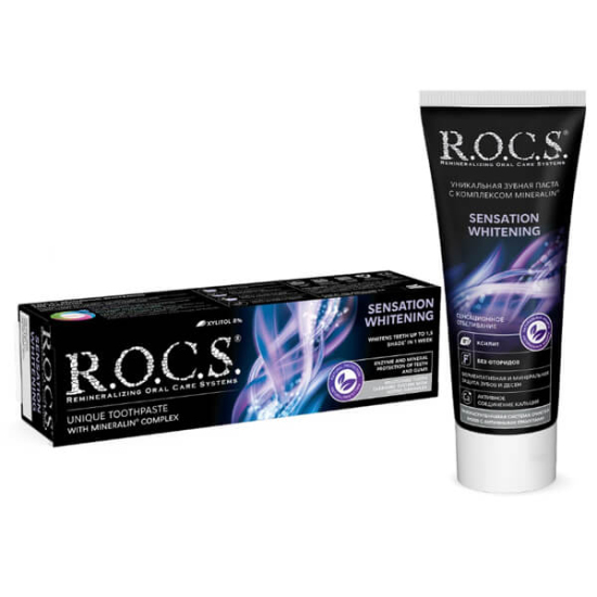 Rocs Sensation Whitening diş macunu 60 ml aşamalı beyazlatma teknolojili özel granüllü doğal parlaklık- 1